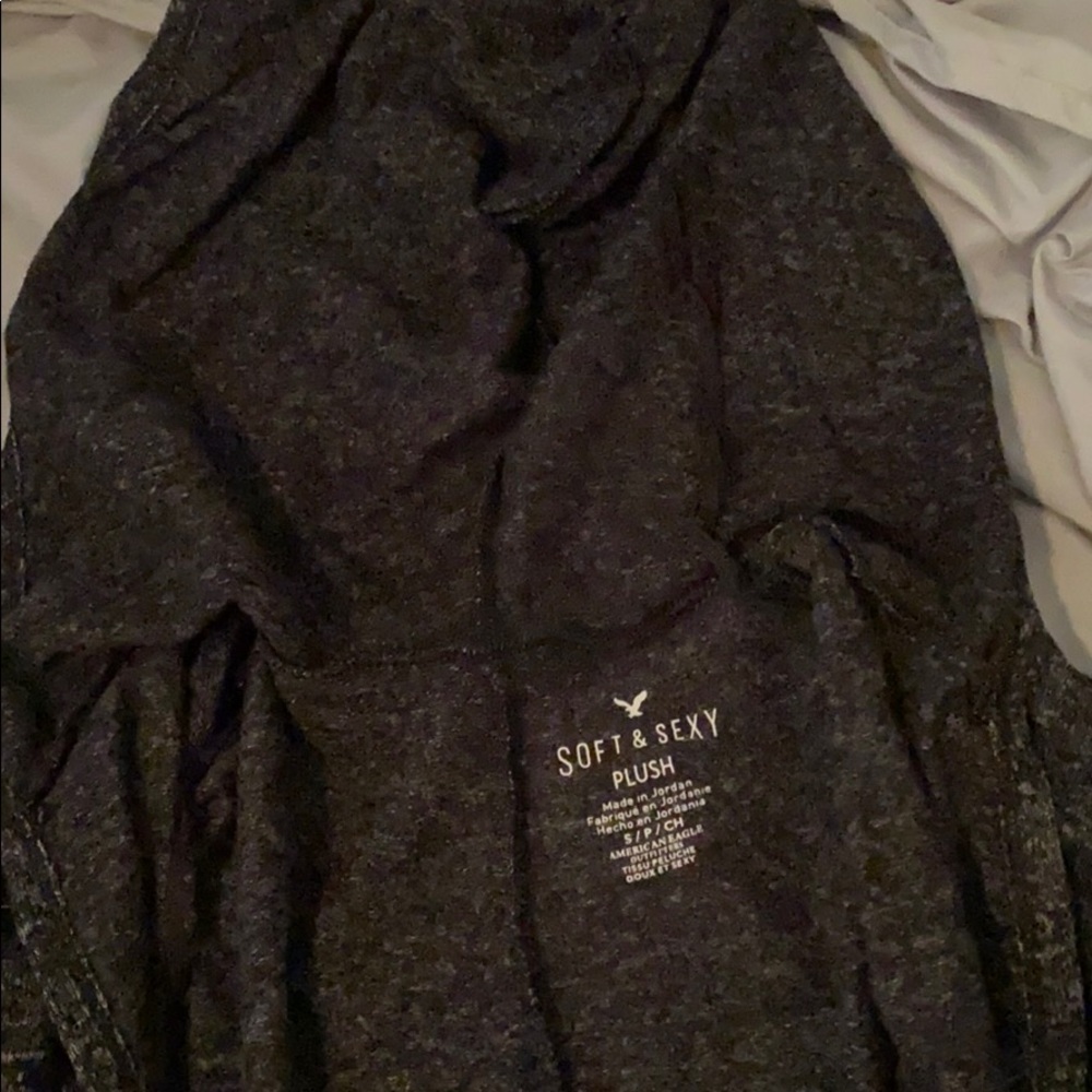 a dark gray cardigan